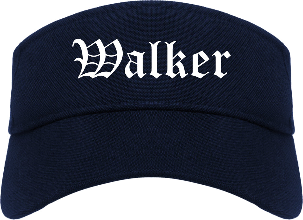 Walker Louisiana LA Old English Mens Visor Cap Hat Navy Blue