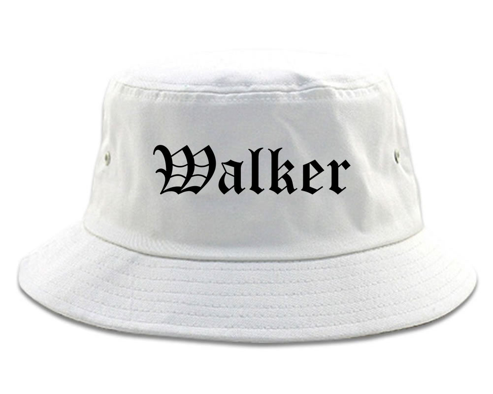 Walker Louisiana LA Old English Mens Bucket Hat White