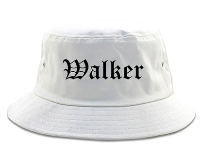 Walker Louisiana LA Old English Mens Bucket Hat White