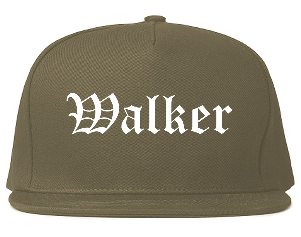 Walker Michigan MI Old English Mens Snapback Hat Grey
