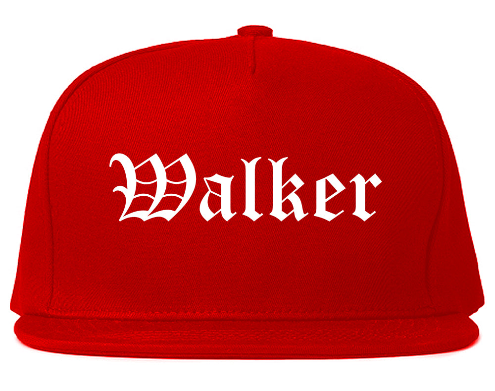 Walker Michigan MI Old English Mens Snapback Hat Red