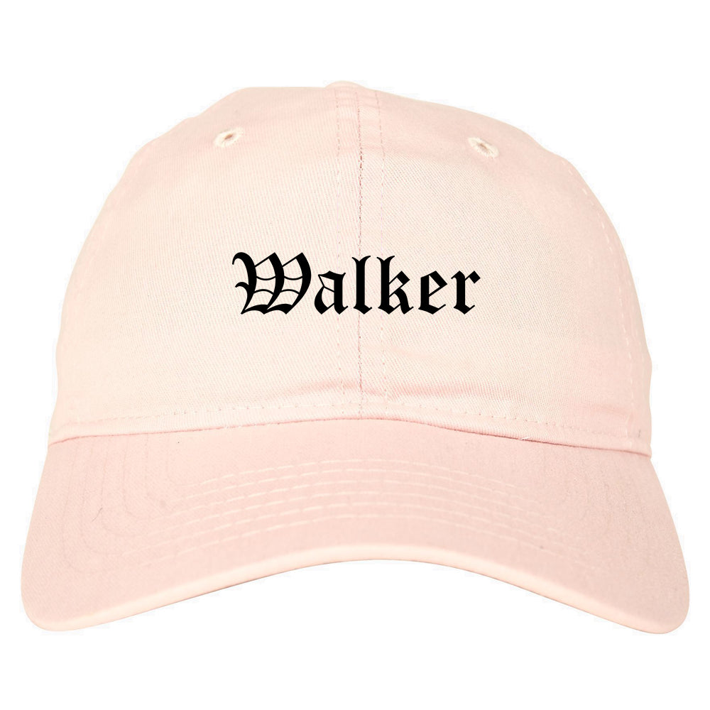 Walker Michigan MI Old English Mens Dad Hat Baseball Cap Pink