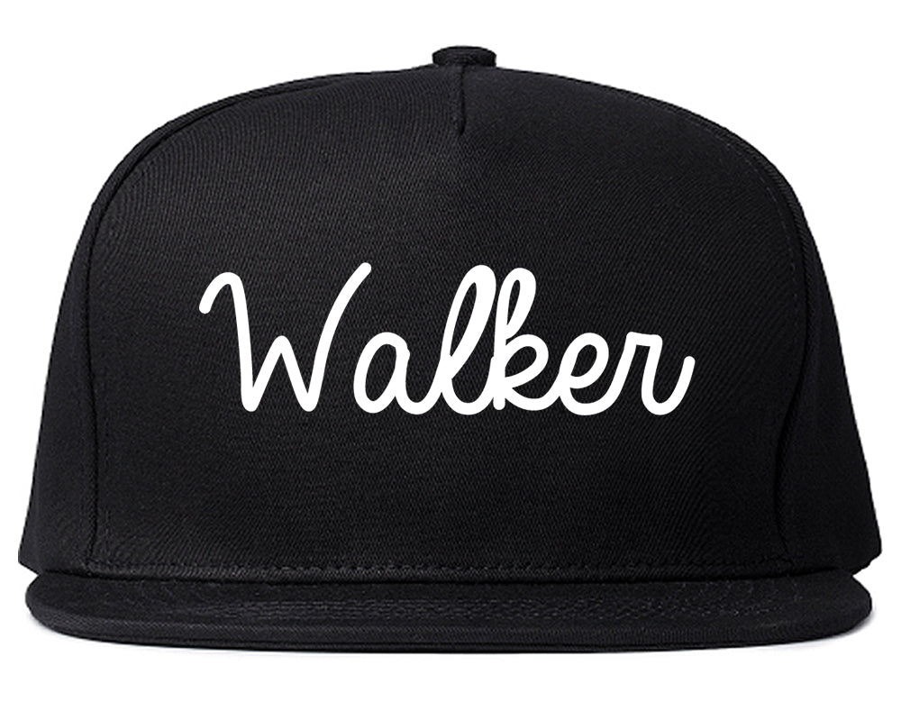 Walker Michigan MI Script Mens Snapback Hat Black