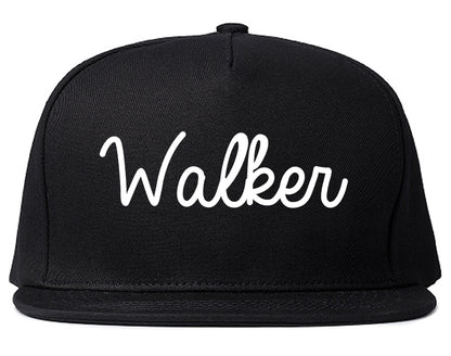 Walker Michigan MI Script Mens Snapback Hat Black