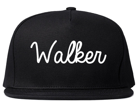 Walker Michigan MI Script Mens Snapback Hat Black