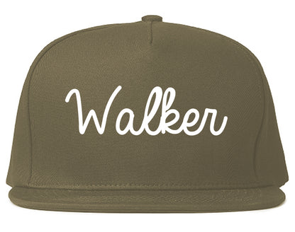 Walker Michigan MI Script Mens Snapback Hat Grey