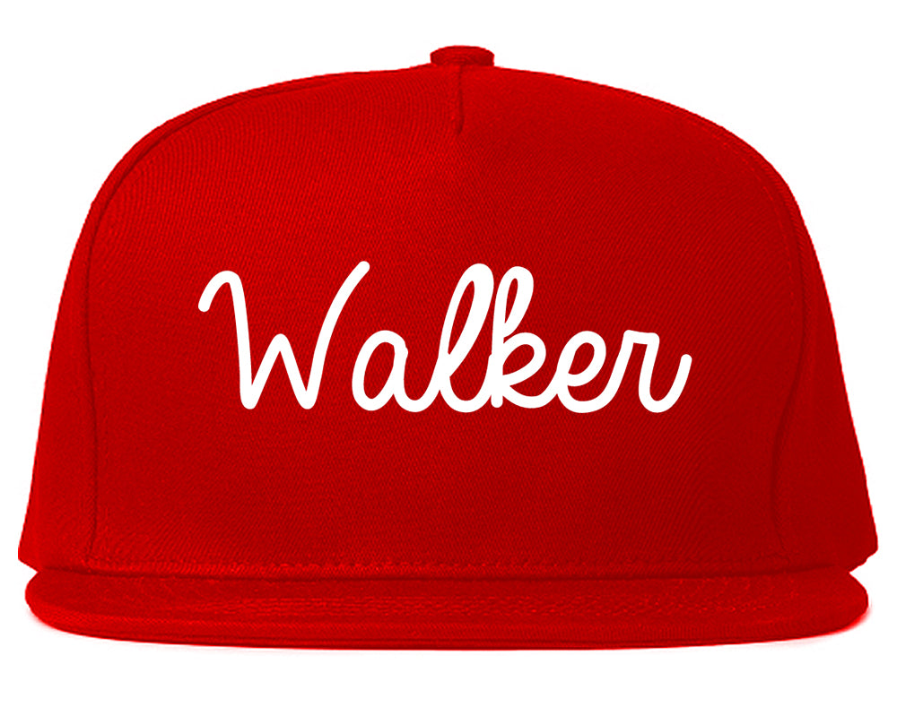 Walker Michigan MI Script Mens Snapback Hat Red
