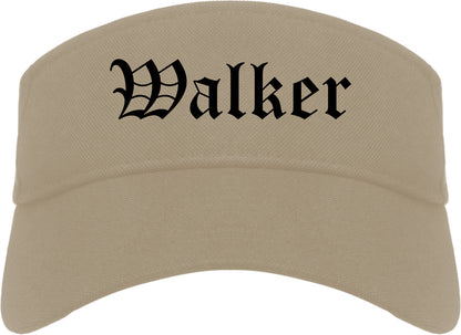 Walker Michigan MI Old English Mens Visor Cap Hat Khaki