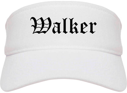 Walker Michigan MI Old English Mens Visor Cap Hat White