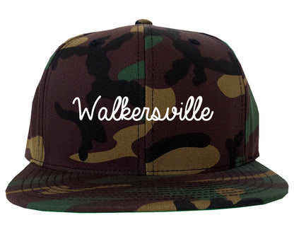 Walkersville Maryland MD Script Mens Snapback Hat Army Camo