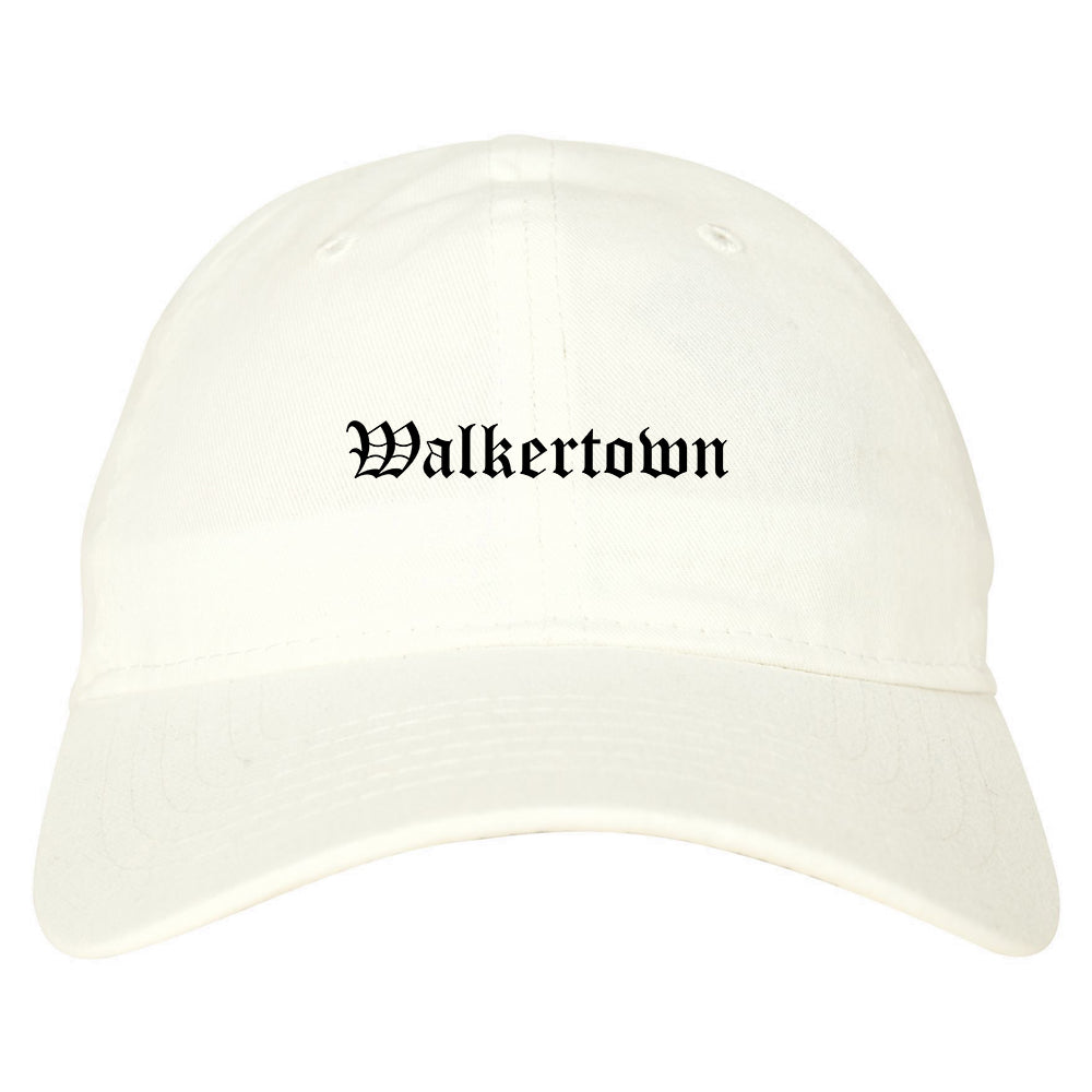 Walkertown North Carolina NC Old English Mens Dad Hat Baseball Cap White