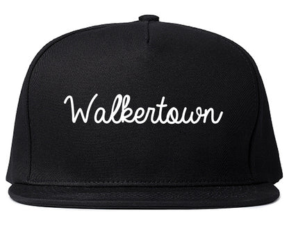 Walkertown North Carolina NC Script Mens Snapback Hat Black