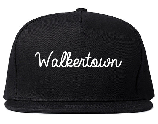 Walkertown North Carolina NC Script Mens Snapback Hat Black