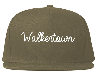Walkertown North Carolina NC Script Mens Snapback Hat Grey