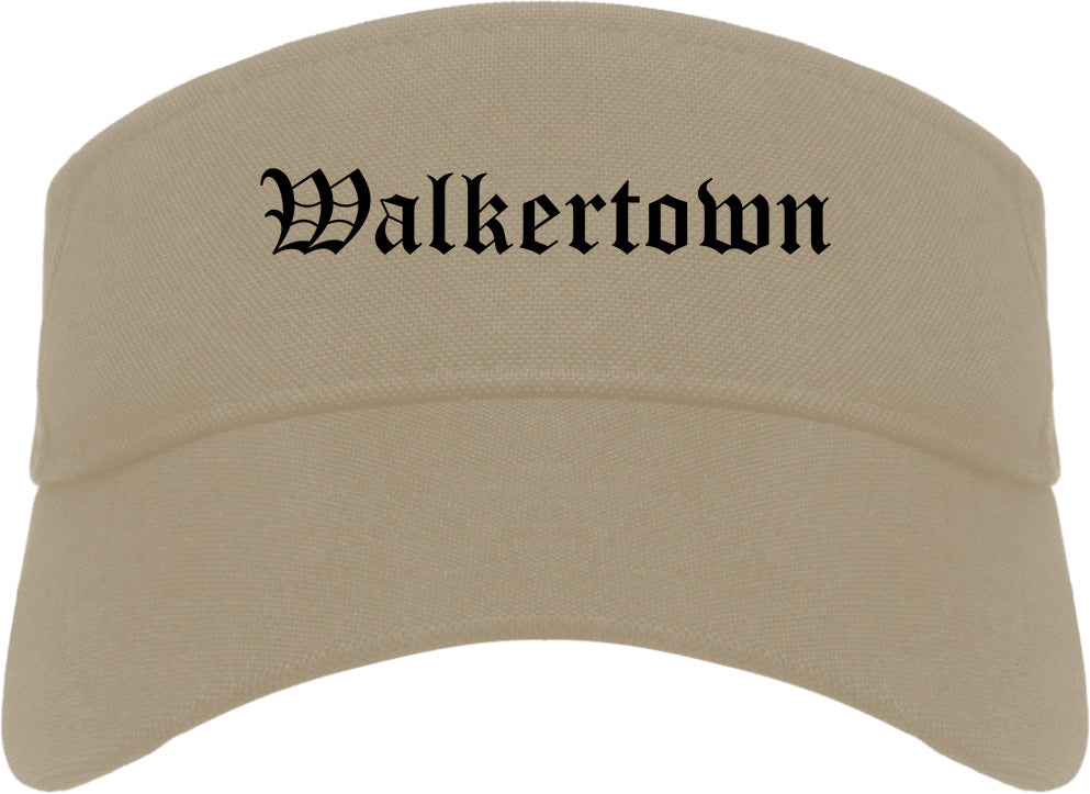 Walkertown North Carolina NC Old English Mens Visor Cap Hat Khaki