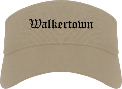 Walkertown North Carolina NC Old English Mens Visor Cap Hat Khaki
