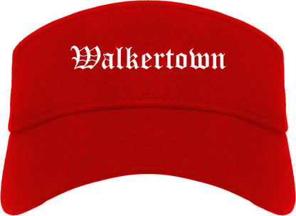 Walkertown North Carolina NC Old English Mens Visor Cap Hat Red