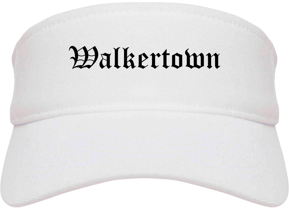 Walkertown North Carolina NC Old English Mens Visor Cap Hat White