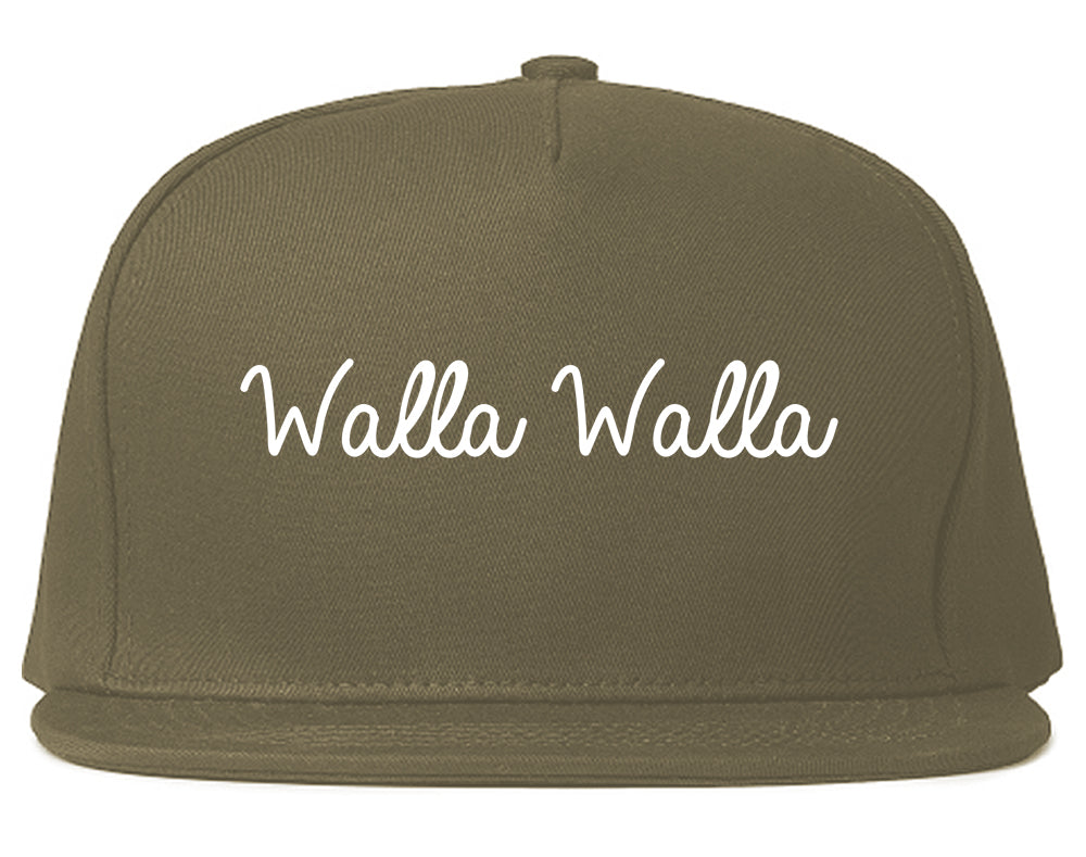 Walla Walla Washington WA Script Mens Snapback Hat Grey