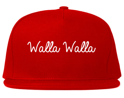 Walla Walla Washington WA Script Mens Snapback Hat Red