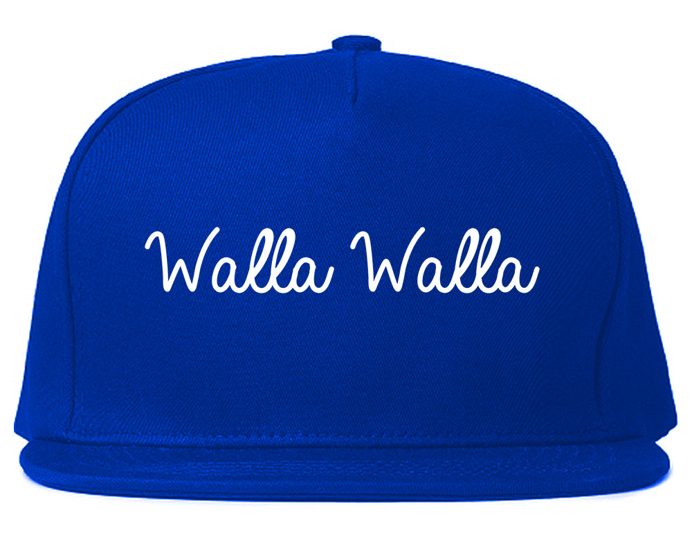 Walla Walla Washington WA Script Mens Snapback Hat Royal Blue