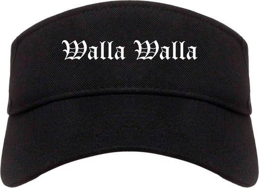 Walla Walla Washington WA Old English Mens Visor Cap Hat Black
