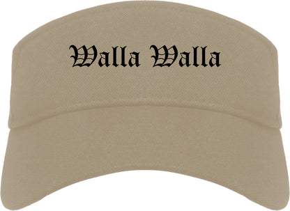Walla Walla Washington WA Old English Mens Visor Cap Hat Khaki