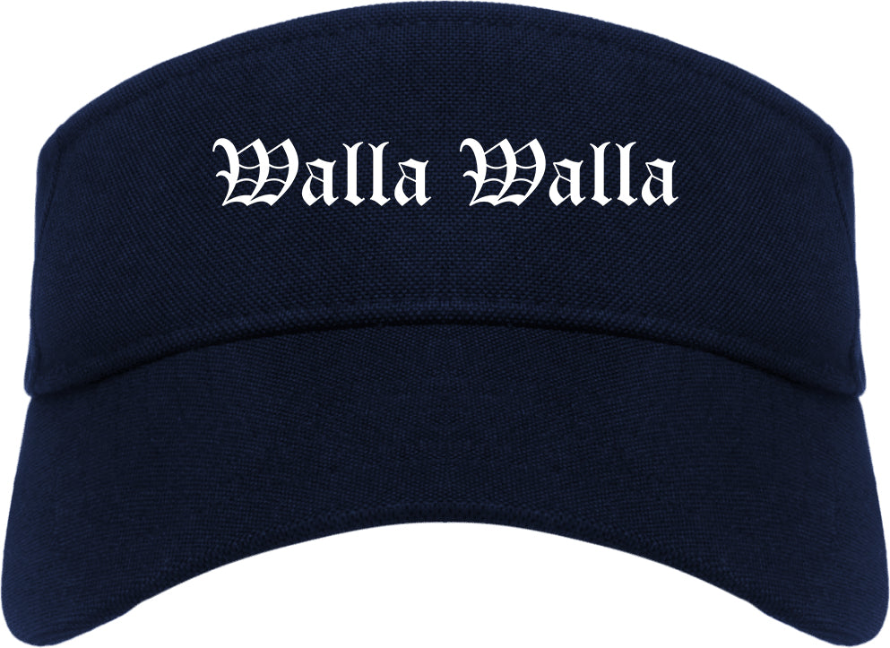Walla Walla Washington WA Old English Mens Visor Cap Hat Navy Blue