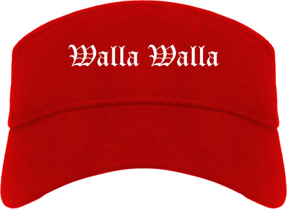 Walla Walla Washington WA Old English Mens Visor Cap Hat Red