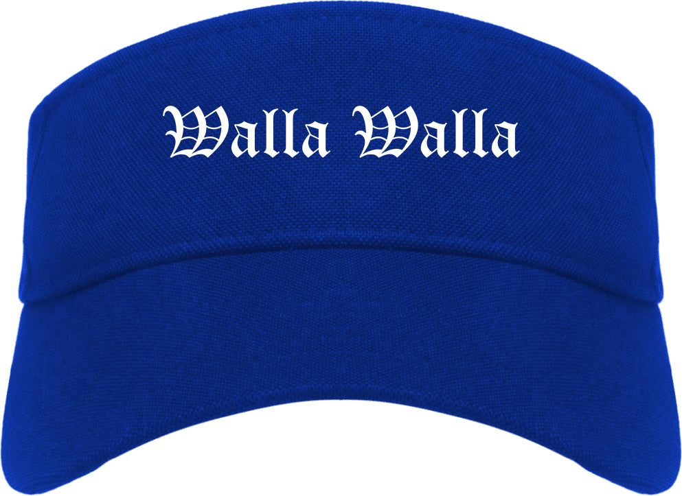 Walla Walla Washington WA Old English Mens Visor Cap Hat Royal Blue
