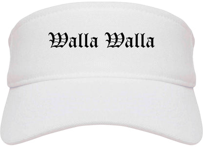Walla Walla Washington WA Old English Mens Visor Cap Hat White