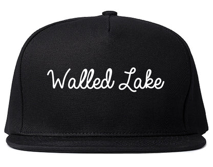 Walled Lake Michigan MI Script Mens Snapback Hat Black