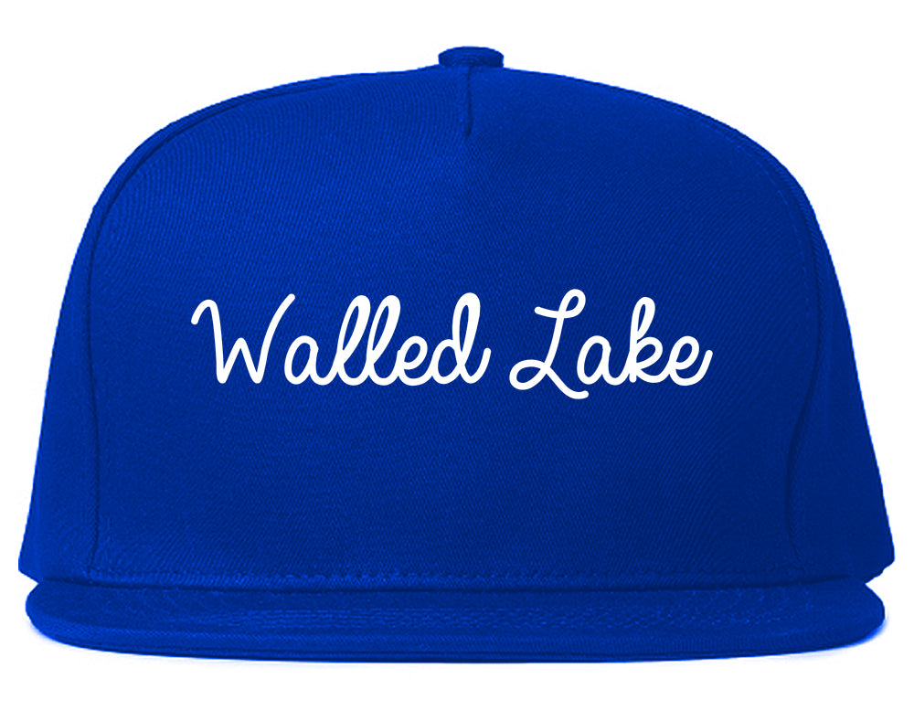 Walled Lake Michigan MI Script Mens Snapback Hat Royal Blue