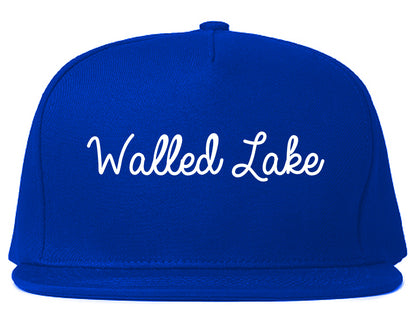 Walled Lake Michigan MI Script Mens Snapback Hat Royal Blue