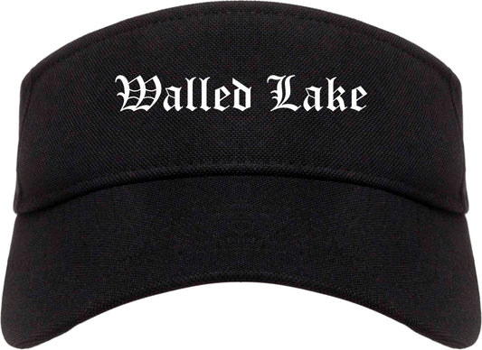 Walled Lake Michigan MI Old English Mens Visor Cap Hat Black