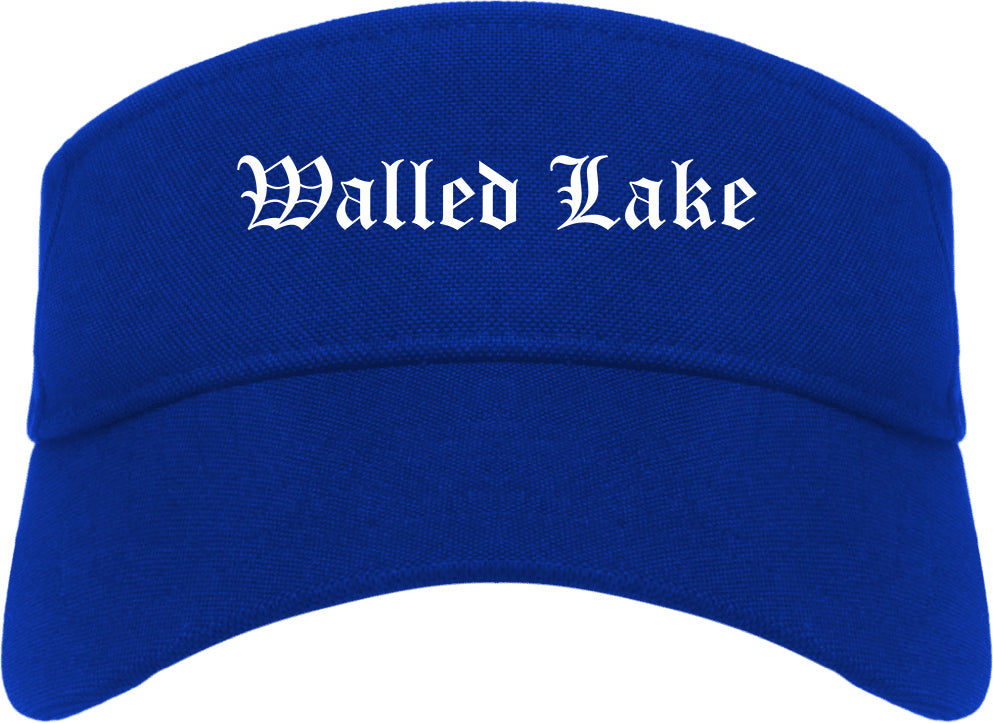 Walled Lake Michigan MI Old English Mens Visor Cap Hat Royal Blue