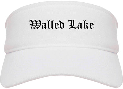 Walled Lake Michigan MI Old English Mens Visor Cap Hat White