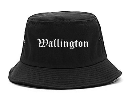 Wallington New Jersey NJ Old English Mens Bucket Hat Black