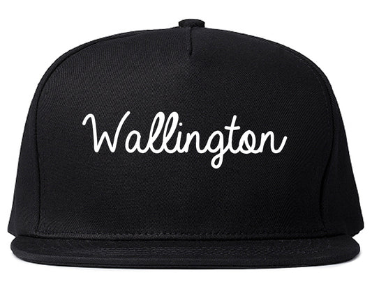 Wallington New Jersey NJ Script Mens Snapback Hat Black