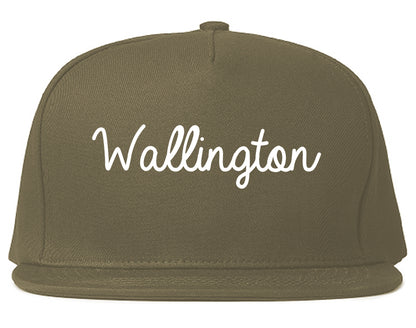 Wallington New Jersey NJ Script Mens Snapback Hat Grey