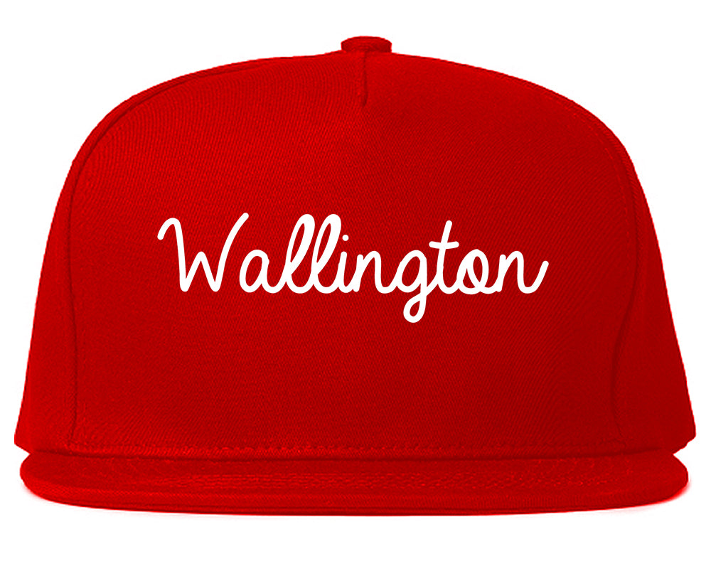 Wallington New Jersey NJ Script Mens Snapback Hat Red