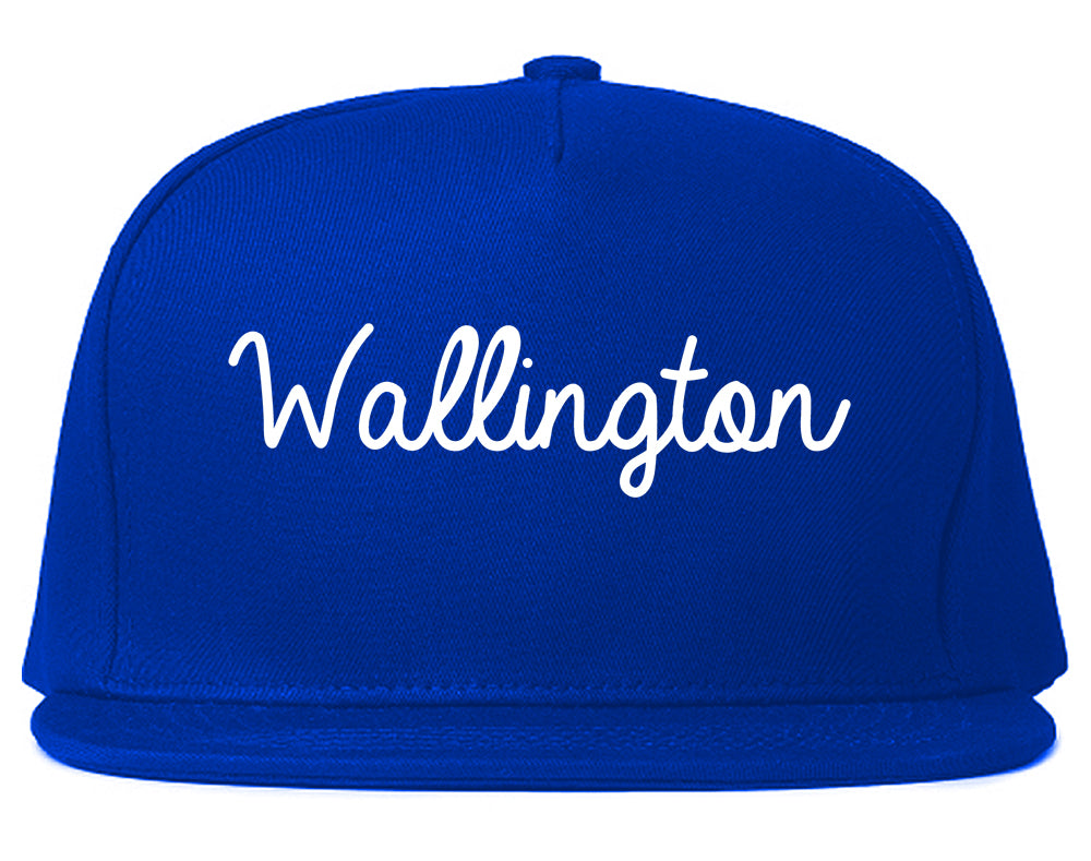 Wallington New Jersey NJ Script Mens Snapback Hat Royal Blue