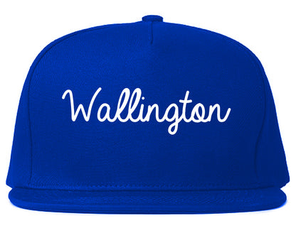 Wallington New Jersey NJ Script Mens Snapback Hat Royal Blue