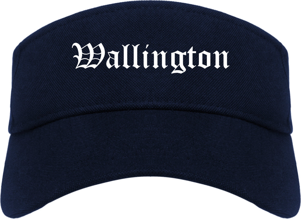 Wallington New Jersey NJ Old English Mens Visor Cap Hat Navy Blue