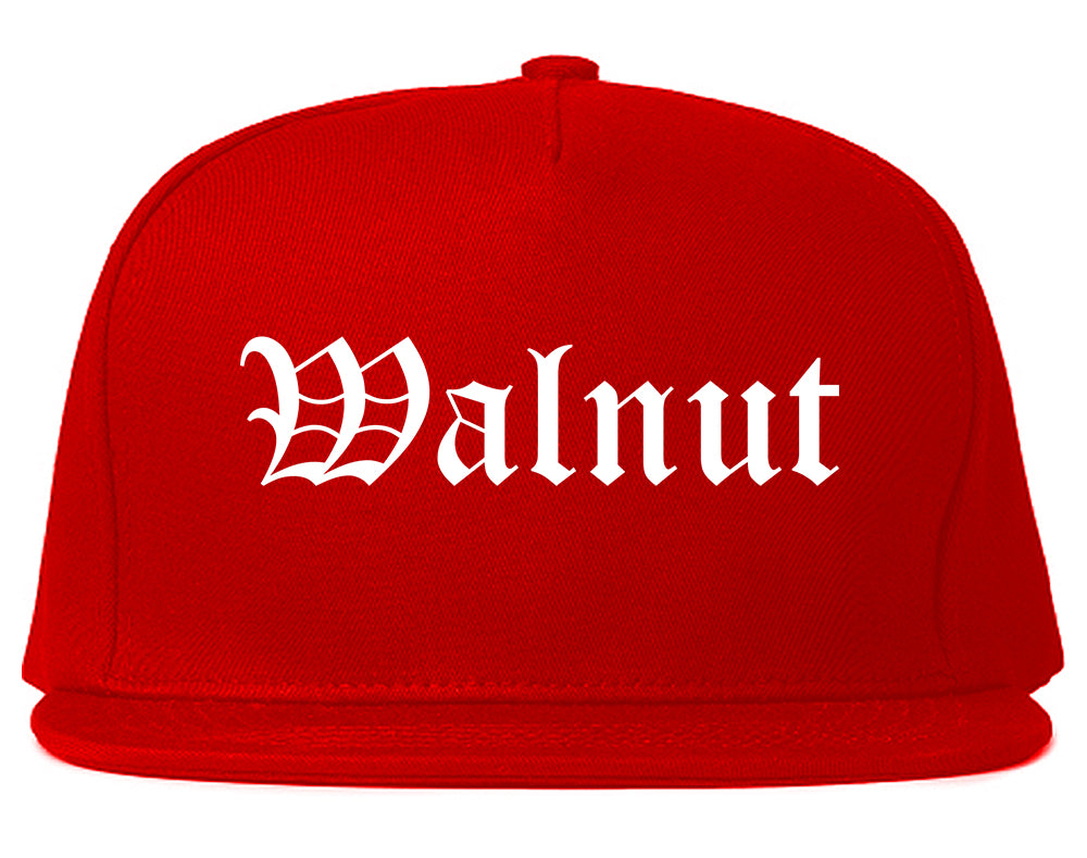 Walnut California CA Old English Mens Snapback Hat Red