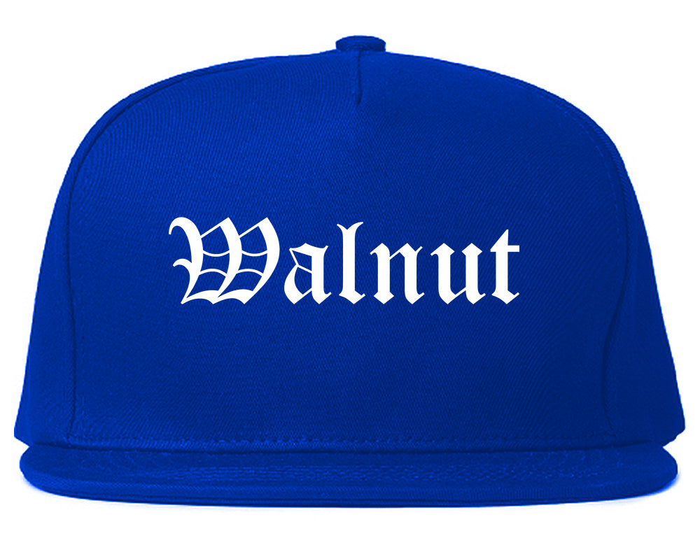 Walnut California CA Old English Mens Snapback Hat Royal Blue