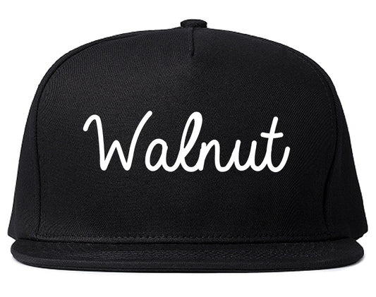 Walnut California CA Script Mens Snapback Hat Black