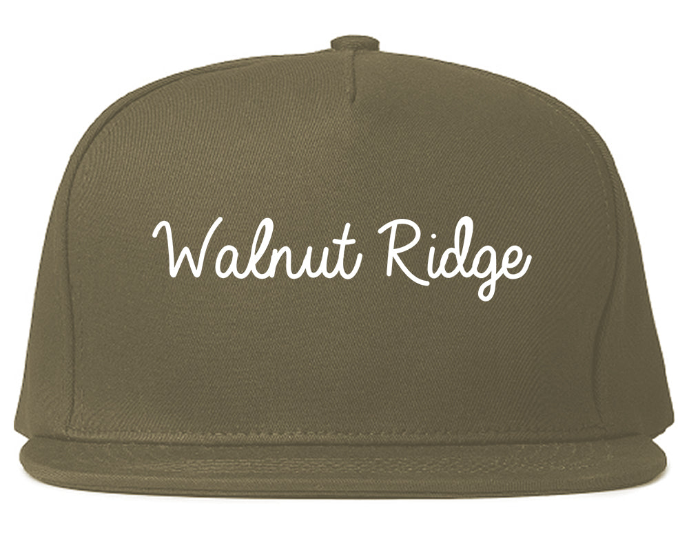 Walnut Ridge Arkansas AR Script Mens Snapback Hat Grey