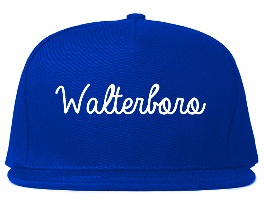 Walterboro South Carolina SC Script Mens Snapback Hat Royal Blue