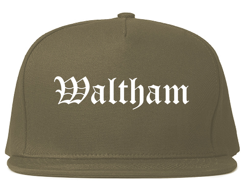 Waltham Massachusetts MA Old English Mens Snapback Hat Grey